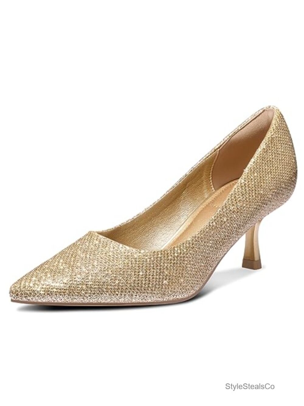Pointed Toe Kitten Heel Pumps 2 Inch Closed Toe Dress Shoes